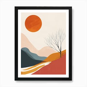 Landscape With Tree, Scandinavian Simplicity Art Print