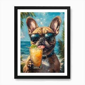 Whimsical Frenchies At The Bar 32 Art Print