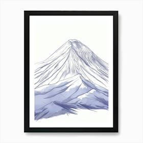 Mount Ararat Turkey Color Line Drawing (7) Art Print