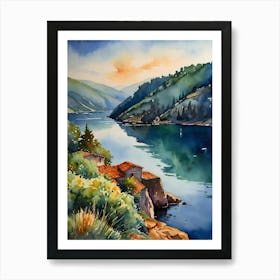 Watercolour Of A Lake Art Print