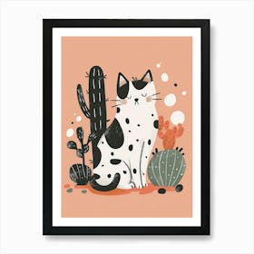 Cat With Cactus Art Print