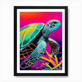 Foraging Sea Turtle, Sea Turtle Andy Warhol Inspired 1 Art Print