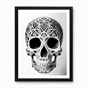 Skull With Geometric Designs 3 Doodle Art Print