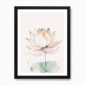 Lotus Flower Pattern Minimal Watercolour 2 Art Print