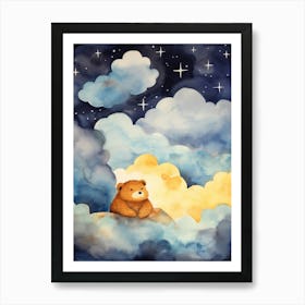 Baby Beaver Sleeping In The Clouds Art Print