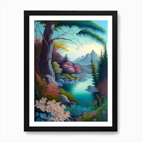 Nature Art Painting Drawing Natural Image Colors Bright Colors Trees Roses Grass Art Print