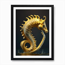 Golden Seahorse 2 Art Print