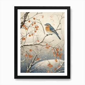 Winter Bird Painting Eastern Bluebird 3 Art Print