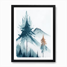 Mountain And Forest In Minimalist Watercolor Vertical Composition 66 Art Print