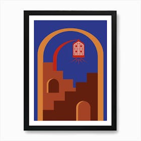 Islamic Architecture. Boho, Boho decor: Egypt, Morocco night poster. Moon Art Print