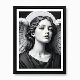 Angel Monochrome Painting Art Print