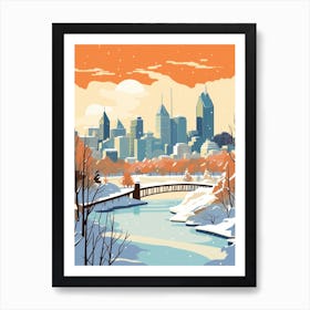 Vintage Winter Travel Illustration Montreal Canada 3 Art Print