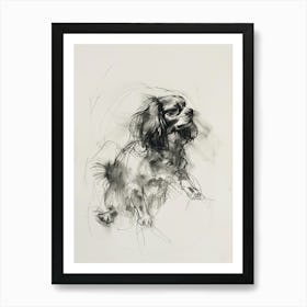 Cavalier King Charles Charcoal Line 4 Art Print