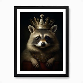 Vintage Portrait Of A Bahamian Raccoon Wearing A Crown 4 Art Print