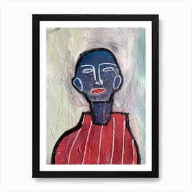 Blue Man - In Striped Pajamas Abstract Contemporary Modern Art Print