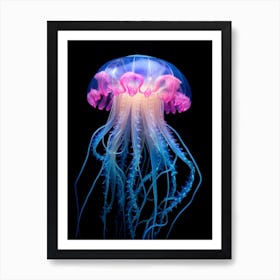 Lions Mane Jellyfish Neon Illustration 4 Art Print