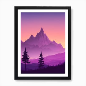 Misty Mountains Vertical Composition In Purple Tone 18 Art Print