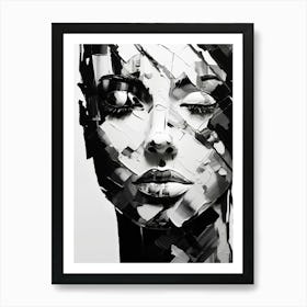Fractured Identity Abstract Black And White 8 Art Print