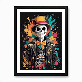 Skeleton In Hat Art Print