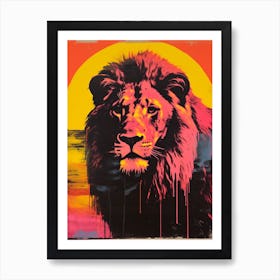 Lion Pop Art Risograph Inspired 4 Art Print