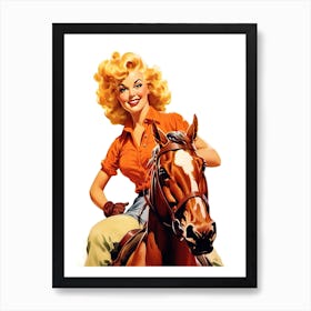 Retro American Cowgirl 2 Art Print