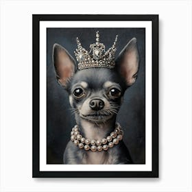 Chihuahua In Crown And Pearls 4 Affiche