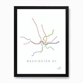 Washington DC Metro Lines Color Poster