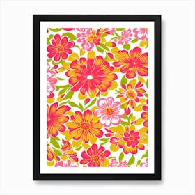 Peppermint Floral Print Retro Pattern 2 Flower Art Print