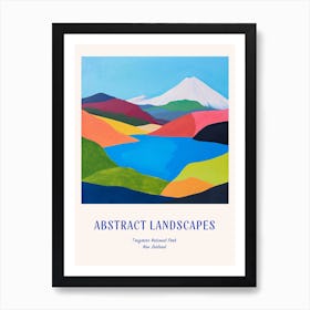 Colourful Abstract Tongariro National Park New Zealand 4 Poster Blue Art Print