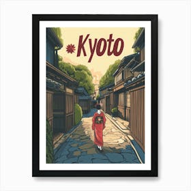 Aihrgdesign A Retro Travel Poster For Kyoto Featuring The Tra 52264e0c 2809 4333 82d4 500030f9e357 2 Art Print