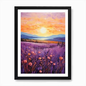 Sunset In Lavender Field 1 Art Print