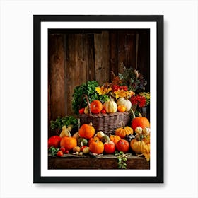 Countless Vegetables A Bounty Of Autumns Harvest Spill From An Overstuffed Wicker Basket Located (1) Art Print