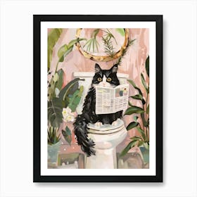 Cat On The Toilet Print Bathroom Print Cat Lover Gift Funny Bathroom, Housewarming Art Print