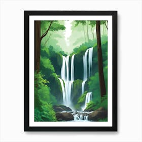 Rainforest Waterfall Landscape Art Print