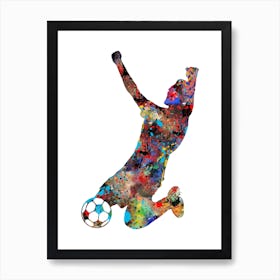 Male Soccer Player Watercolor Art Print