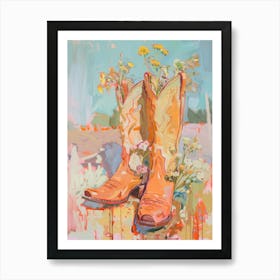 Cowboy Boots And Wildflowers Milkweed Art Print