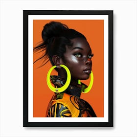 Neon Hoop Earrings Art Print