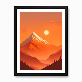 Misty Mountains Vertical Composition In Orange Tone 212 Art Print