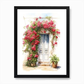 Thessaloniki, Greece   Mediterranean Doors Watercolour Painting 2 Art Print