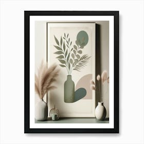 boho vase and leaf Abstract Print Art Print