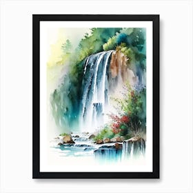 Skradinski Buk Waterfall, Croatia Water Colour  (1) Art Print