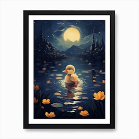 Animated Duckling At Night 2 Art Print