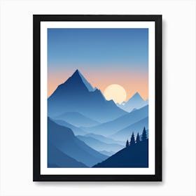 Misty Mountains Vertical Composition In Blue Tone 51 Art Print