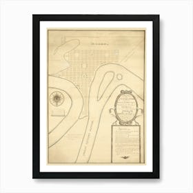 Restored Historic 1754 George Town, Map Thant Was Renamed Hardwicke in Bryan County, GA Art Print