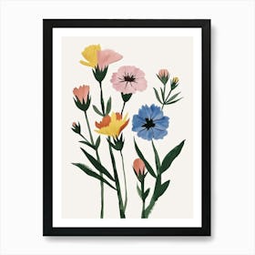 Painted Florals Carnations 3 Art Print