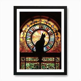 Cat In Stained Glass Window 13 Art Print