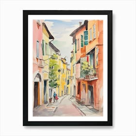 Brescia, Italy Watercolour Streets 1 Art Print