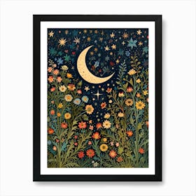 William Morris Moon And Flowers 5 Art Print