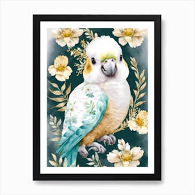 Floral Cute Parrot Watercolor (5) Art Print