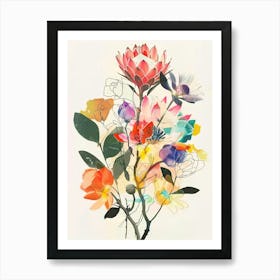 Protea 1 Collage Flower Bouquet Art Print